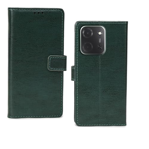 Image of amazon basics Poco C85 5G Flip Cover | Card Pockets Wallet & Stand | Flip Cover for Poco C85 5G (Green)
