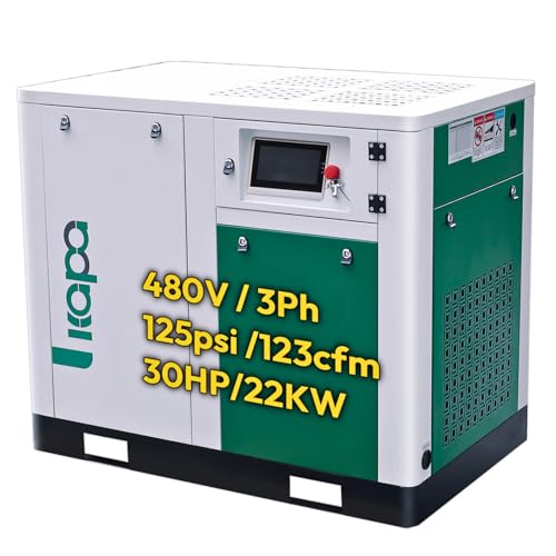 KAPA 30HP Rotary Screw Air Compressor, 123 CFM, 116 PSI