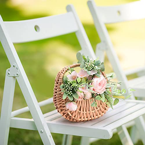 Panier rotin demi-lune marron pour organiser petits espaces encombrés