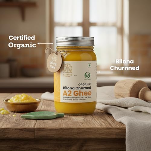Image of Sattvic Foods A2 Gir Cow Ghee (1.6 kg) | Certified Organic, Traditional Bilona Method, Grass Fed Cows | Improves Immunity & Digestion | Consume Elixir Raw, Prepare Healthy Sweets, Saute & Fry