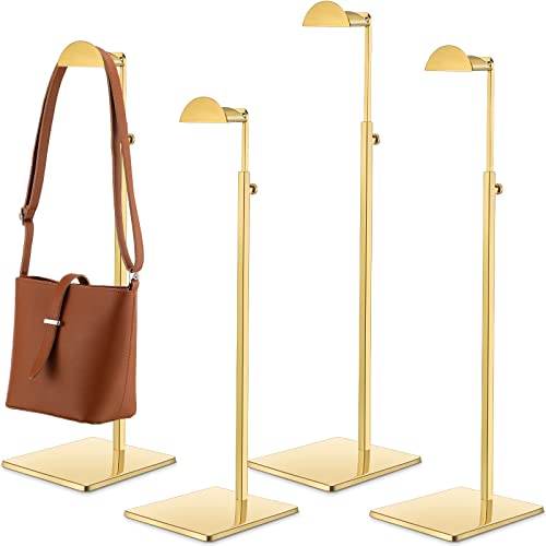 Maitys 4 Pack Purse Display Stands Stainless Steel Adjustable Height Bags Display Holder for Home Store Boutique Counter (Gold)