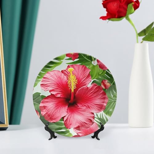 Plato decorativo de porcelana con flor de hibisco 7 pulgadas miniatura 6