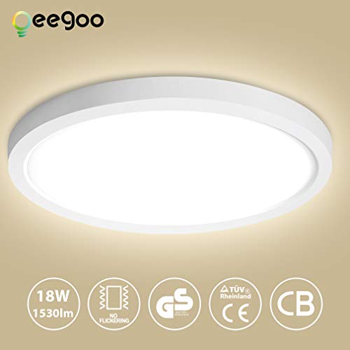 Applique Plafond Led, Oeegoo 18W Plafonnier LED, 1530LM Lampes de Plafond, ?21.5* H1.3CM, Blanc Naturel 4000K, De Salle de Cuisine, Chambre, Couloir