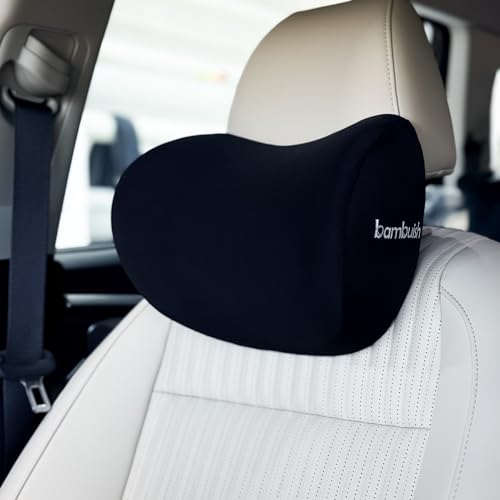 Image of Curved Car Neck Rest Pillow with Ultrasoft Memory Foam for Neck, Superior Neck Support Cushion, Relieves Neck Pain, Head Rest Pillow for Car with Washable Cover, Black