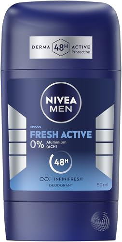 NIVEA MEN Fresh Active Deo Stick, Deodorant mit einzigartiger INFINIFRESH Formel für 48h Schutz, pflegender Deostick ohne Aluminium mit Meeresextrakten (50 ml)