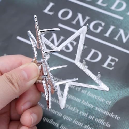 Aneneiceera Pinza de Pelo Estrella Vintage de Metal Plateada miniatura 4