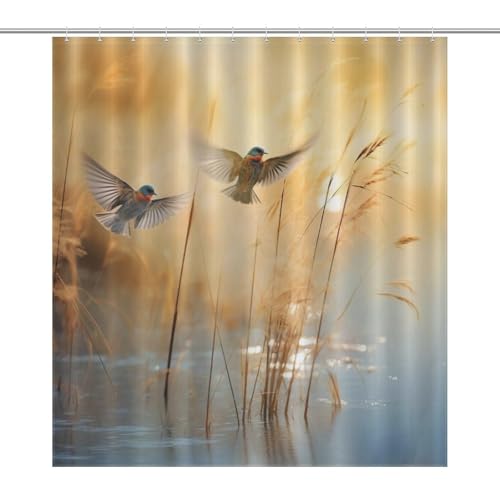 Rideau de douche oiseau imperméable 168x183 contre les projections d'eau de douche