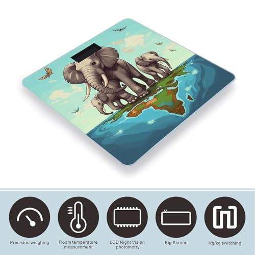 Báscula digital de baño Elephants con pantalla LCD grande miniatura 3