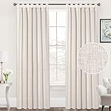 FantasDecor Natural Linen Curtains 84 Inch Length Tab Top Linen Sheer Curtain Panels Elegant Linen...