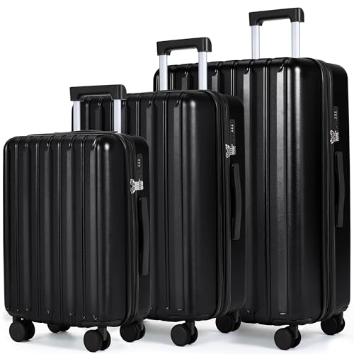SHOWKOO Suitcase Sets 3 Hard Shell Expandable 100% Polycarbonate Lightweight Ultra Durable Carry on Travel Hand Luggage with 4 Spinner Wheels TSA Lock 20