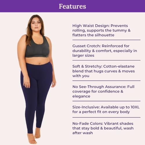Image of Adira | Plus Size Leggings for Women | Plus Size Leggings for Women | High Waist | Ankle Length | Soft Cotton & Elastane Blend | Non-See-Through | Gusset Crotch Prevents Ripping