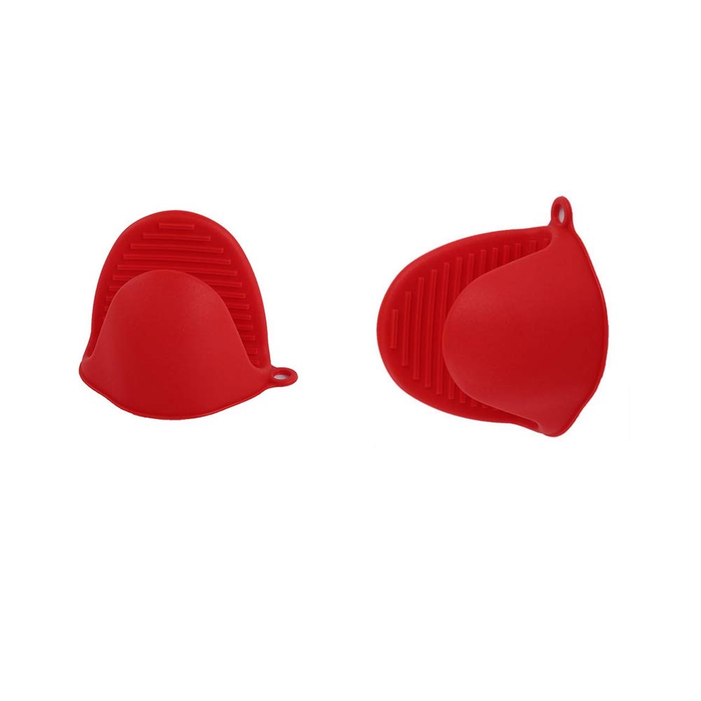 Silicone Pot Holder,Mini Oven Mitt Kitchen Cooking Baking Potholders Heat Resitant Solution,1 Pair (red)