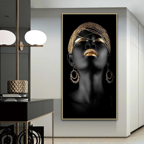 Images d'art pour salon affiche luxe portrait femme africaine avec cadre