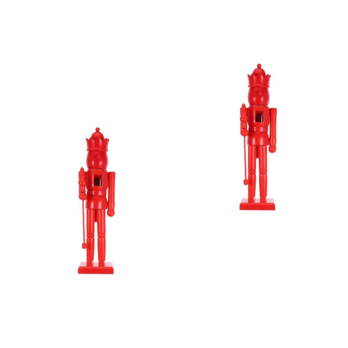 Beaupretty 2 Pezzi Ornamento Schiaccianoci in Legno Grezzo Fai, Rosso