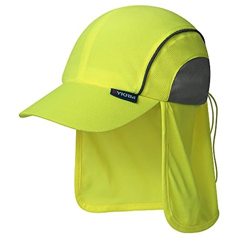 AYKRM High Visibility Yellow Legionnaires Cap/Reflective hat (Yellow+Gray, 58CM) Cover