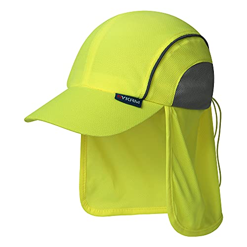 AYKRM High Visibility Yellow Legionnaires Cap/Reflective hat (Yellow+Gray, 58CM)