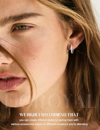 FIOROYAL 7 Pairs 925 Sterling Silver Stud Post Earrings Set for Women Girls,Hypoallergenic Small Stud Hoop Earring,Multiple Piercing Cartilage Earrings Stack Dainty Ball Heart Studs Cubic Zirconia E - Image 3