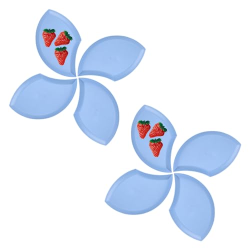 Image of Wheat Straw Unbreakable Appetizer Dessert Plates, Children's and Adult Cake Plate, Lightweight Small Petal-Shaped Plates for Snacks, Reusable Dipping Sauce Bowls. (Nordic Blue, Pack of 8)