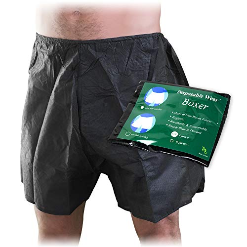 APPEARUS Disposable Men’s Boxer Shorts – 10 Count Individually Wrapped (L/XL, Black) – Nonwoven Underwear for Spa, Tanning, Travel, Hospital, Massage & Personal Care