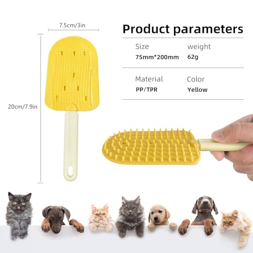 Image of Pet Ice Cream Massage Comb, Cat Double-Sided Grooming Brush, Cat Tongue Brush for Cats Grooming Easily Removes Fur Reducing Hairballs (Yellow)
