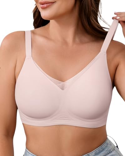 Wireless Bras for Women No Underwire, M-2XL, Seamless V Mesh Bralette with Support, Comfortable Everyday T-Shirt Bra