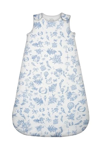 Stellou & friends Baby Sommerschlafsack 1 TOG Schlafstrampler aus 100% Baumwolle Neugeborenen-Strampelsack OEKO-TEX zertifiziert größenverstellbar 3-12 Monat French Blue