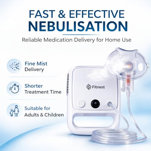 Image of (USA) Advanced Compressor Nebulizer Machine with 3 Modes For Adults, Kids & Babies| Low Noise Nebuliser Machine with Complete Kit (1 Child Mask, 1 Adult Mask, 1 Medicine Container & 3 Filters ) | 3 Years Warranty