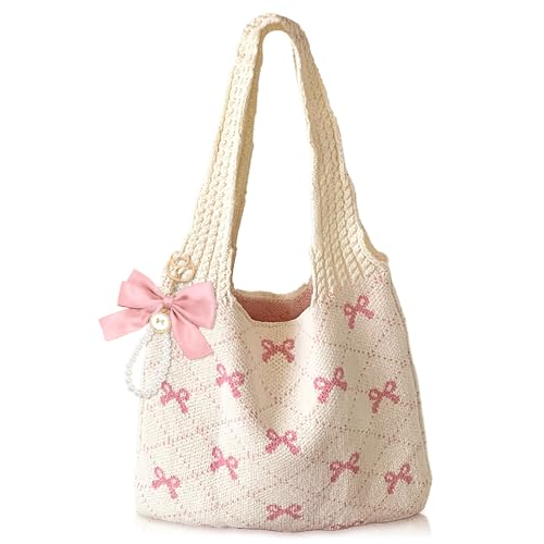 Bolso Hobo Rosa tipo Tote de Crochet para Mujer miniatura 1