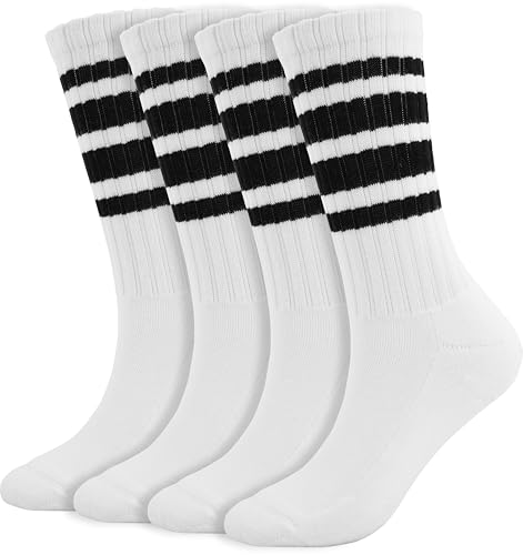 Image of BomKinta Striped Crew Socks Women - Retro Novelty Socks - Stretchy Casual Athletic Cotton Gifts Sock Size 5-10