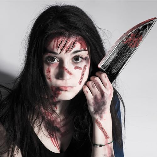 Btanadi JX0654-1 Fake Knife With Fake Blood Props, 10 Temporary Tattoo Stickers, For Halloween Cosplay Costume Accessories And Makeup Parties thumb #2