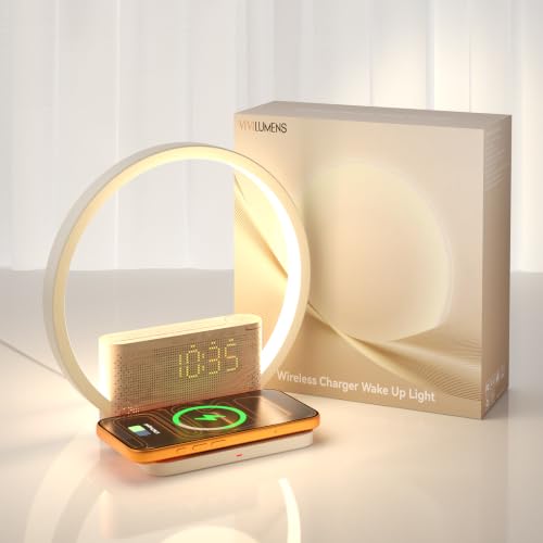 Vivilumens Sunrise Alarm Clock Wireless Charger, 10 White Noise Sound Machine Alarm…