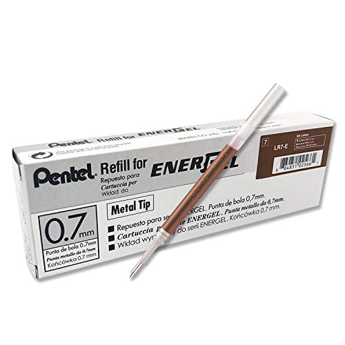 Pentel LR7 Recharges pour Roller Energel Pentel BL57/77/107/117/407/TRL Marron - Lot de 12