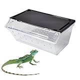 PINVNBY Reptile Feeding Box Transparent Snake Breeding Box Plastic Lizard Hatching Container Portable Gecko Habitat for Spiders Scorpions Frogs Tarantulas Turtles Hideout 9.4×4.1×3.9