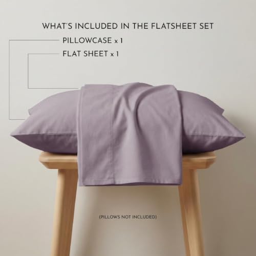 Image of Blue Dahlia 100% Cotton, Single Bedsheet (60 inch x 90 inch) +1 Pillow Cover, Percale Weave, 200TC Solid Premium Bedsheet, Colour: Lilac