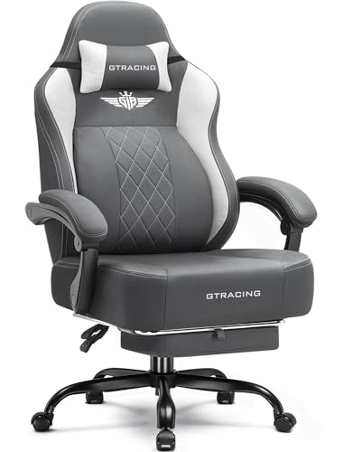 GTPLAYER Big and Tall Gaming Chair Breathable Fabric Computer Chair with Strong Lumbar Support, Comfortable Office Chairs with Pocket Spring Cushion, High Back Ergonomic Desk Chairs with Footrest