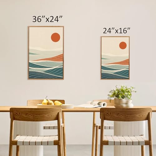 CHDITB Beach Sunrise Framed Canvas Wall Art Set, Ocean Waves Wall Decor, Coastal Artwork Spiritual Painting, Minimalist Modern Coastal Art Prints for Living Room, Bedroom, Office 24"x36"x3 - Image 5