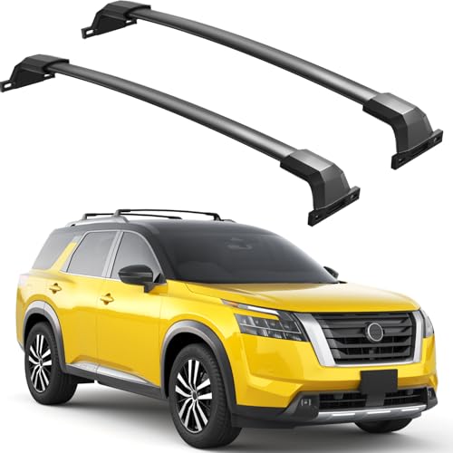 Image of Roof Rack Cross Bars 300lbs Compatible with Nissan Pathfinder 2022 2023 2024 2025 2026 SV SL Platinum with Raised Side Rails,Heavy Duty All-Metal Aluminum Crossbar Luggage Racks Roof Rails