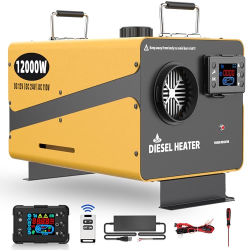 12000W Diesel Heater, 12V/24V & 110V All-in-One Diesel Air Heater, Rapid Heating Design for Motorhomes, Vans, Trucks, Yachts, Workshops and Camping Tents - Low Noise Heatr Equipment