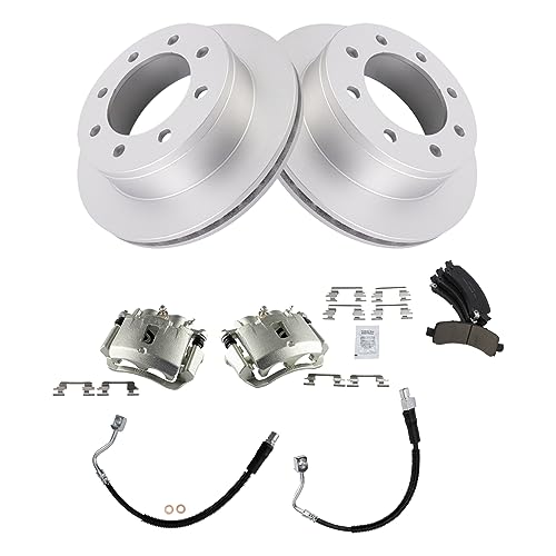 Image of TRQ Rear Brake Pad & Rotor Kit Compatible with 03-11 Chevrolet Express 2500 3500 GMC Savana