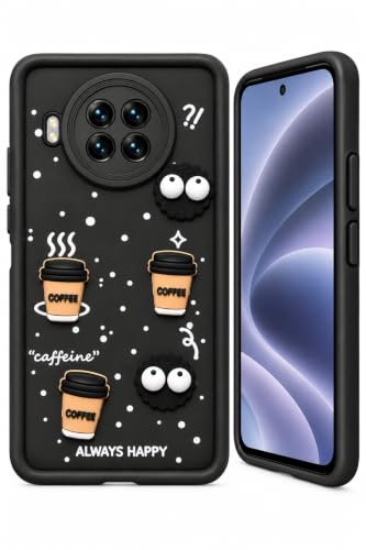 Image of Bintage Back Cover Compatible for Mi 10i / Mi 10T Lite 5G | Cute 3D Taddy Ball Bear Milk Cake Coffee Silicon Case Full Body & Camera Protection - Black