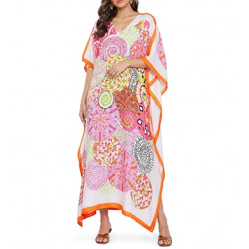 Image of Oussum Women Long Maxi Plus Size Polyester Kaftan Gown, Womens Kaftan Dresses Lounge Resort Wear, Plus Size Kaftan