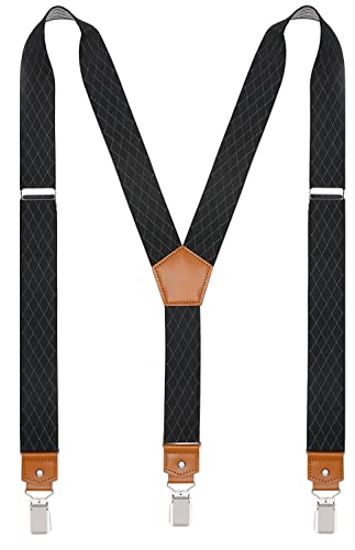 Image of Suspenders for Men Y Back Adjustable Elastic with Strong Clips 47 Inches