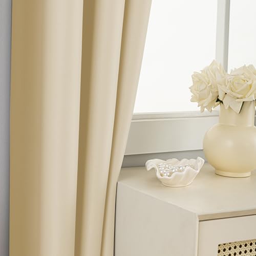 Phating Extra Long Blackout Curtains,Custom Made, Room Darkening Grommet 2 Story Curtains for Living Room(1 Panel, Beige, 52"x168") by Phating - Image 6