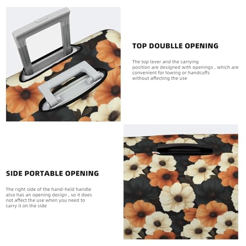 White And Beige Flowers Elastic Travel Luggage Covers Dustproof Scratch-Resistant Suitcase Protector Fit 22-24 Inch3