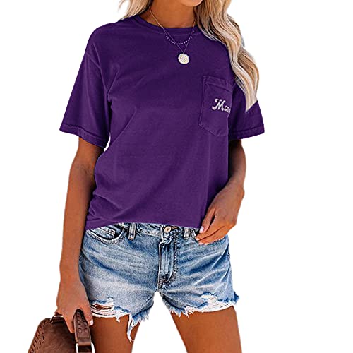 T-shirt femme été violet grand confort taille L pour éviter la chaleur avec style