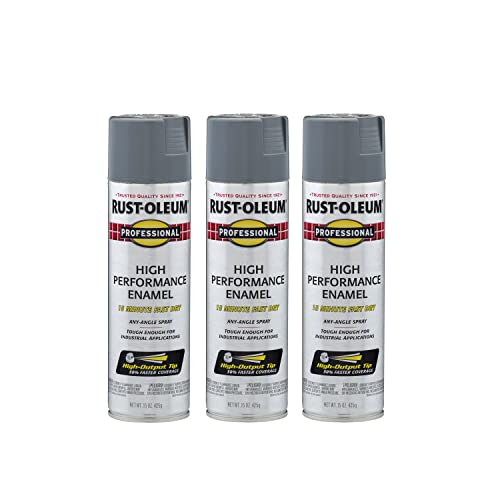 Image of Rust-Oleum 7587838-3PK Professional High Performance Enamel Spray Paint, 15 oz, Gloss Dark Machine Gray, 3 Pack