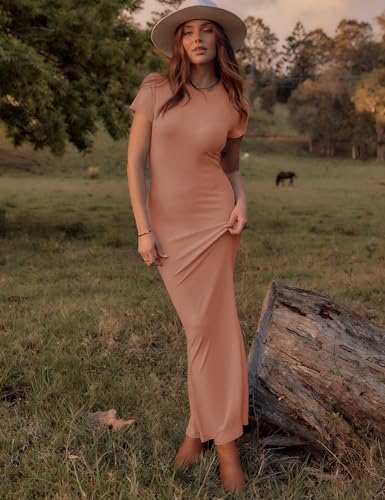 Image of LOMON Women Fishtail Hem Ribbed Maxi Dresses Summer Casual Stylish Y2k Sexy Fitted Lady Elegant Cotton Soft Lounge Dress