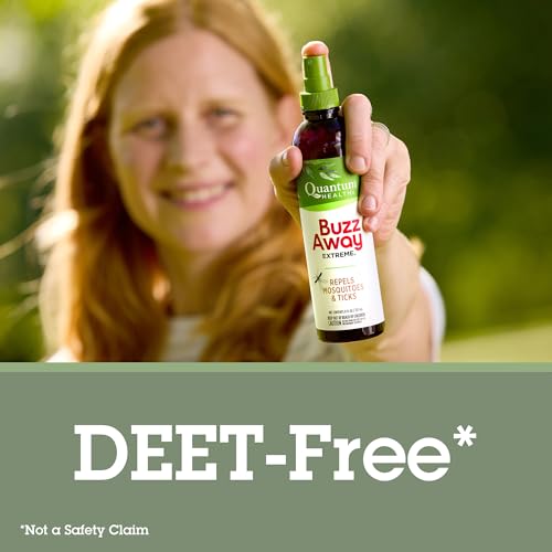 Quantum Health Buzz Away Extreme - DEET-free Insect Repellent, Essential Oil Bug Spray - Small Children and Up, Travel Friendly, 8 Fl Oz, multicolor (00073184)