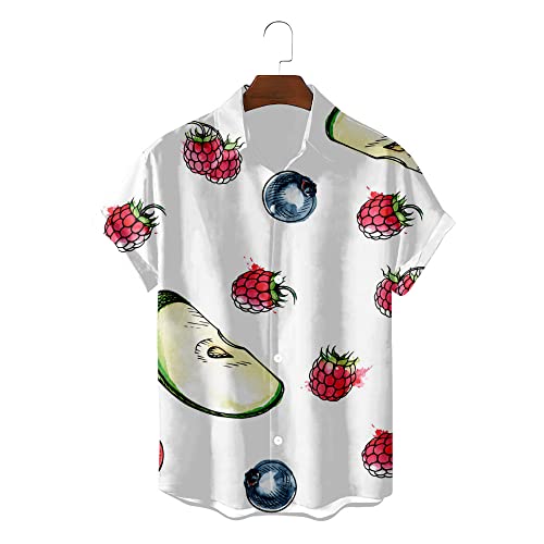 Chemises de plage pour hommes légères anti-transpiration motif fruits colorés
