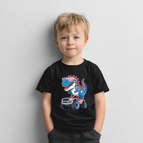 Image of Boys Constitution Day 250 Anniversary USA Shirt Independence Shirt 3-8T | for Kids Boys Girls Toddlers 3T-8T, 4th of July Dinos Flag Patriotic Tee, Independence Day